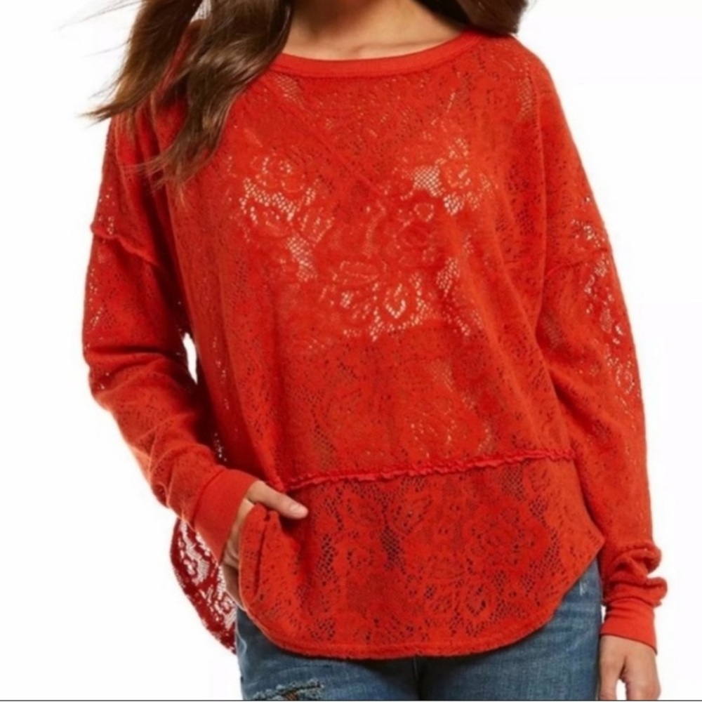 Free People, Won't get cold in this, orange lace, L